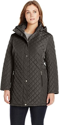 Calvin Klein Women's Mid-Weight Diamond Quilted Jacket Large, L, Black | eBay