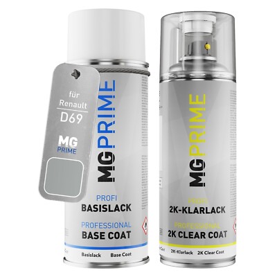 Autolack 2K Spraydosen Set für Renault D69 Gris Platine Metallic