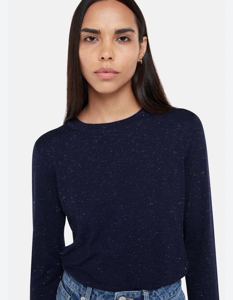 Suéter de manga larga Whistles Annie Sparkle para mujer talla 6 azul marino cuello redondo Foto 3 de 4