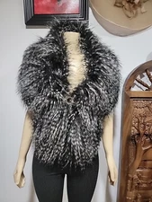 Adore Faux Fur Wrap Collar Vest Size F Rhinestones Hook #2