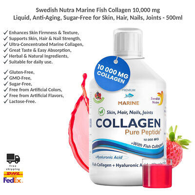 Swedish Nutra Pure Peptide Liquid Marine Collagen Drink 10,000 mg   500 ml