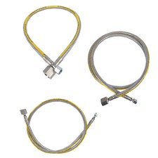 Metallwellschlauch bis 2m / MWS G1/4" LH-UEM x IG Rp1/2 für Außenwandheizgeräte