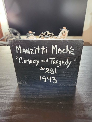 Manzitti Mache Clown Jester "Comedy And Tragedy" Paper Mache Black & White 1993 - Picture 6 of 18