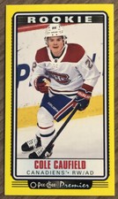 2021-22 O-Pee-Chee Hockey COLE CAUFIELD Yellow TALLBOYS Insert RC P-37 Canadiens