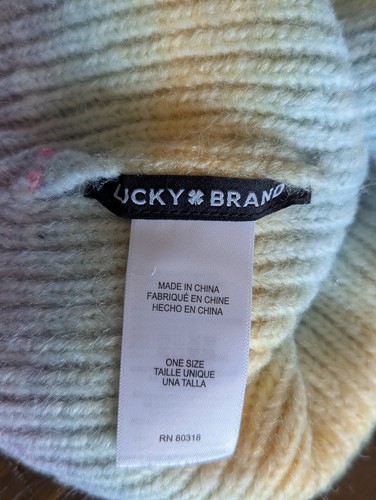 Cappello berretto donna Lucky Brand mai indossato misto righe arcobaleno maglia costina polsino - Foto 4 di 7