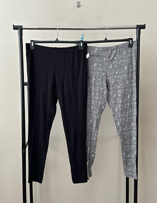Lot of 2 Jenni Sz L Stretch Knit Legging Pajama Pants Bundle Polar Bear