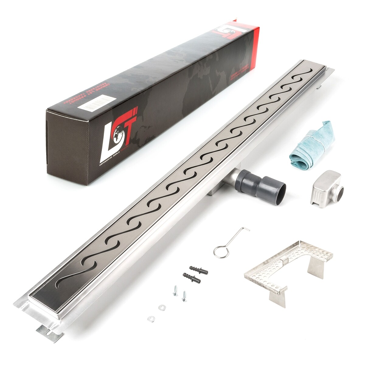 Shower Channel Waves 700x70mm Drain Shower Grate with Stainless Steel Siphon