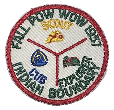1957 Fall Pow Wow Patch Indian Boundary Cub Explorer Boy Scouts Of America BSA