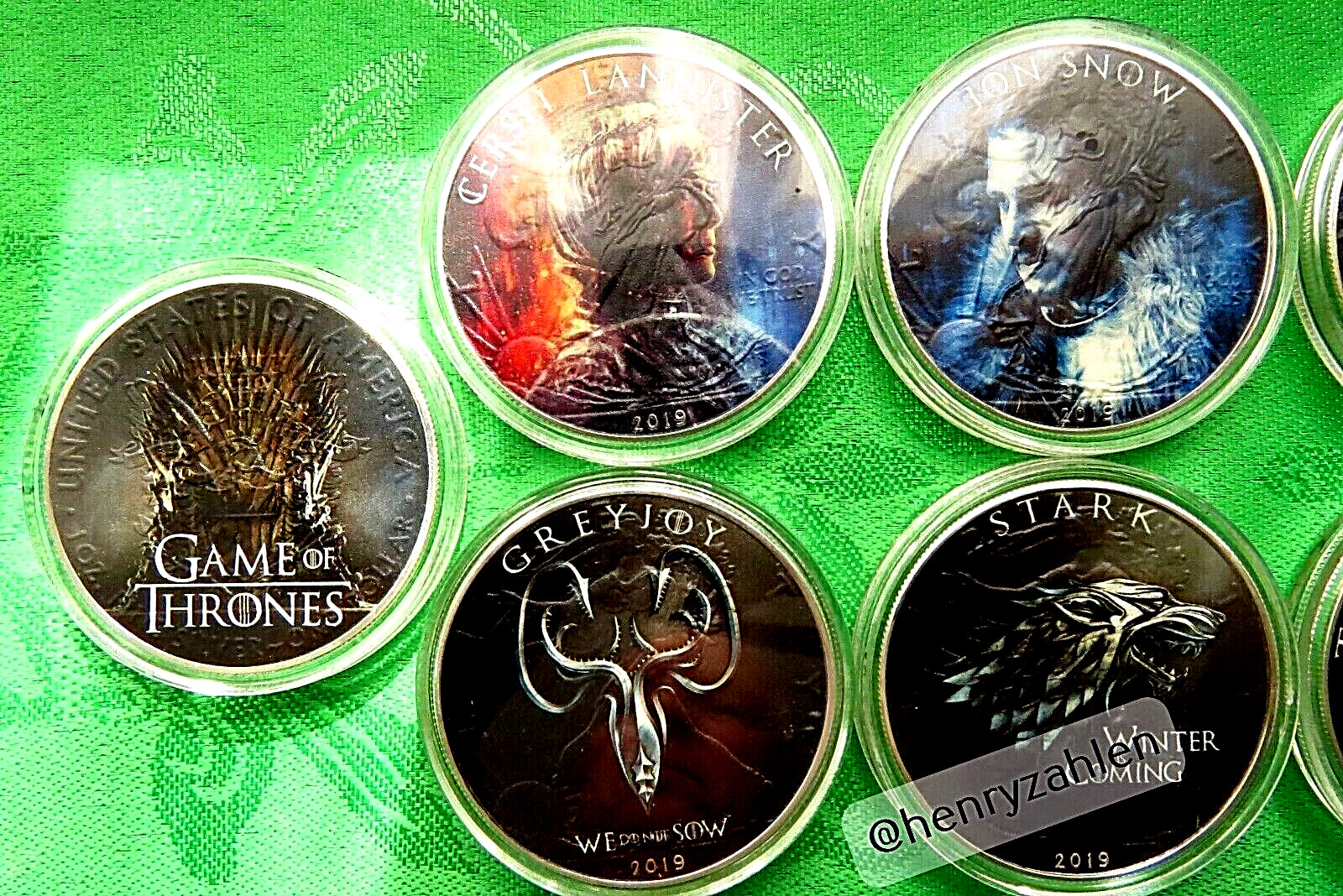 "game of thrones" -Serie   Set von 7x1 Oz Silbermünzen  USA 2019