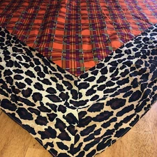 Michel Klein Paris Shawl Vintage 1990s Animal Print / Plaid  Rare Find 40 X 48