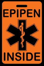 Personalized EPIPEN INSIDE Safety Orange Luggage/Bag Tag
