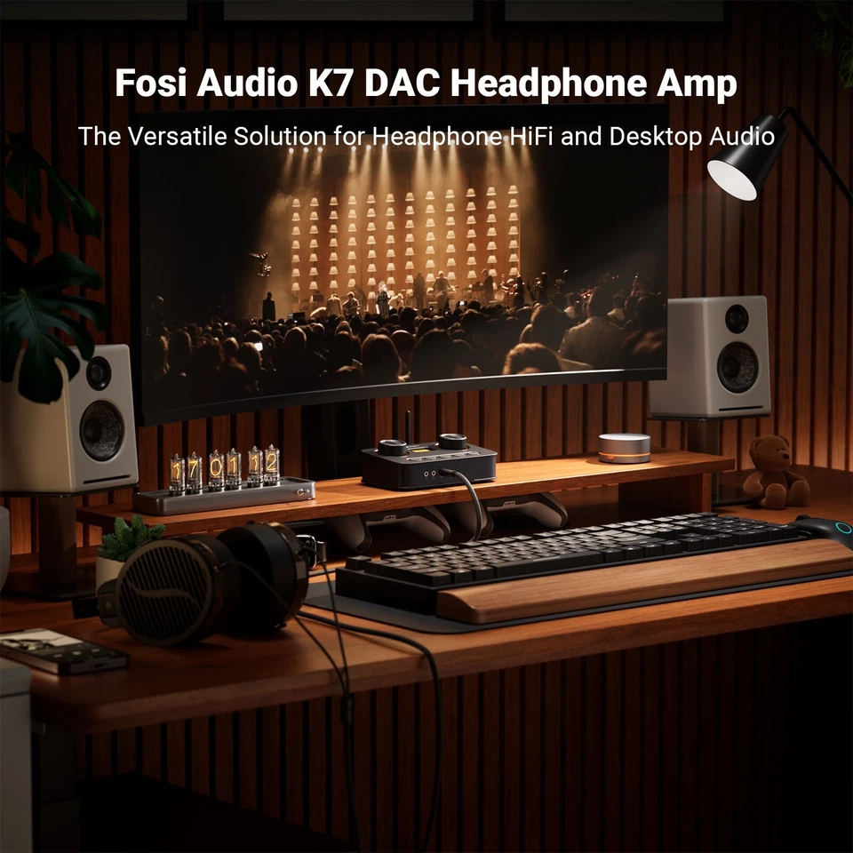 Fosi Audio K7 DAC Headphone Amp Desktop USB C Digital to Analog Audio Converter - Image 2 of 4