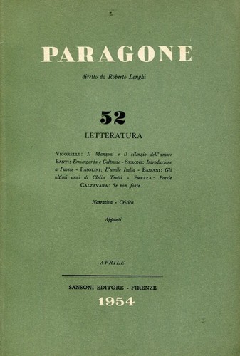 PARAGONE Mensile. Letteratura. Anno V - Numero 52 - Aprile 1954