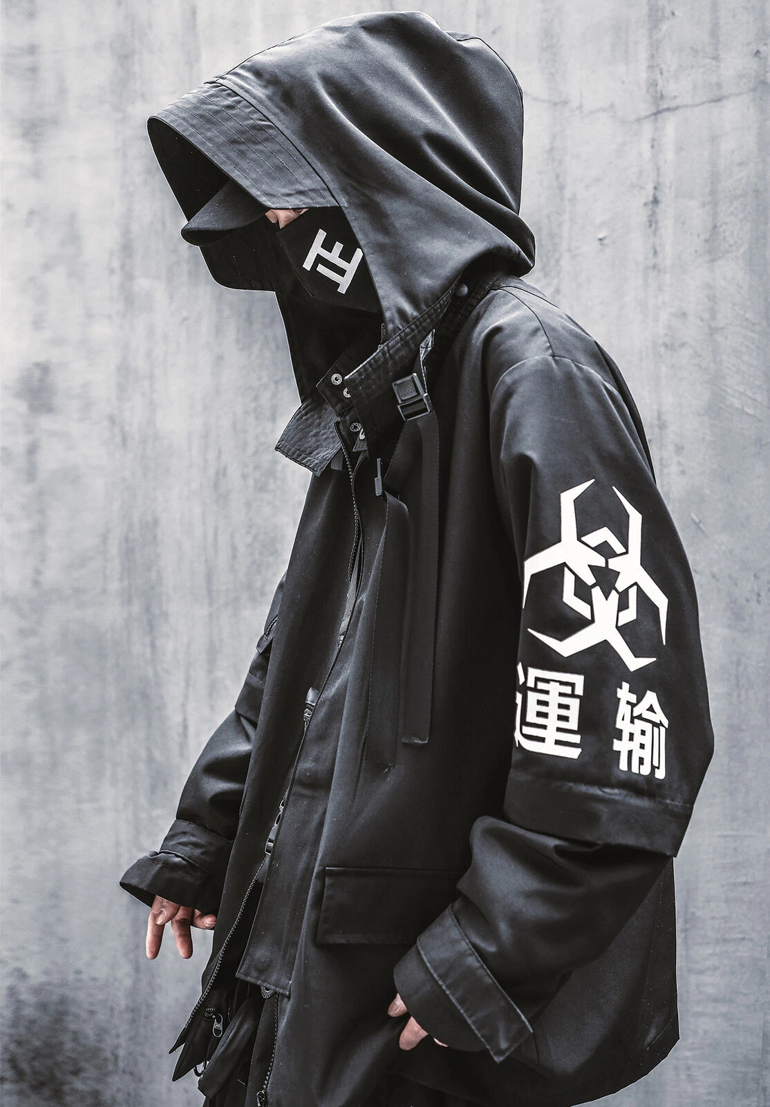 Niepce Techwear Atom Bomb Cyberpunk Windbreaker Urban Hip Hop Hooded Coat Jacket