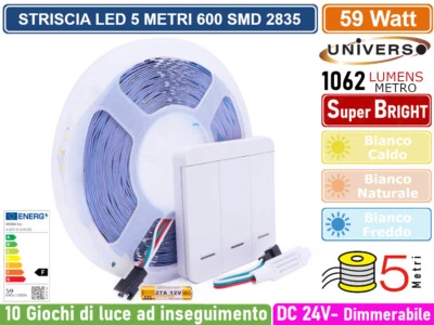 UNIVERSO STRISCIA LED FLESSIBILE MONOCOLORE DC 24V 10 GIOCHI LUCE AD INSEGUIMENTO 59WATT