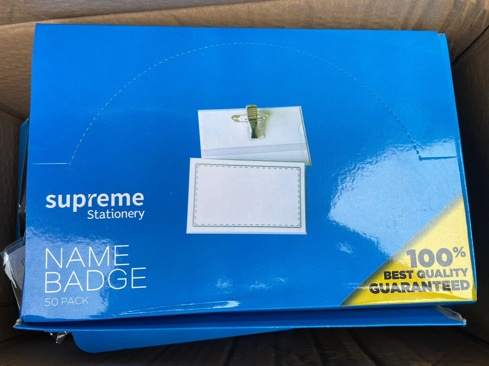 Boîte de 50 porte insigne nom de papeterie suprême 9 x 5,4 cm