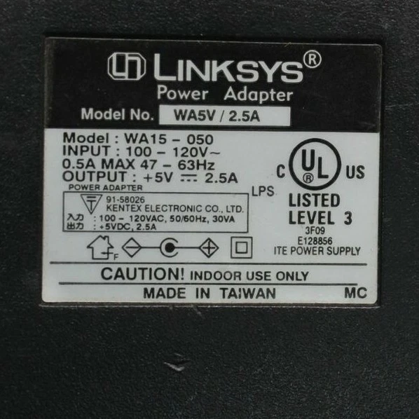 Original Linksys WA15-050 Wireless Router Modem Adapter 5V 2.5A Power Supply - Image 2 of 2