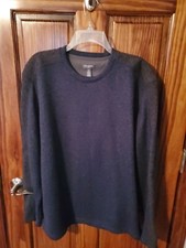 NWOT Van Heusen Flex Mens Navy Gray Regular Fit Pullover Crewneck Sweater Large