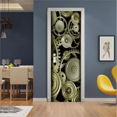 3d Wall Art Steampunk Iron Gears Door Sticker Pvc Decal Self Adhesive Wrap Mural - Gear Wall Art Stickers 3d Wall Art Steampunk Iron Gears Door Sticker Pvc Decal Self Adhesive Wrap Mural - Gear Wall Art Stickers