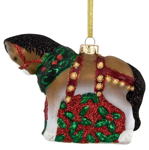 Trail of Painted Ponies CHRISTMAS CLYDESDALE Blown Glass Ornament - New in Box - Bild 2 von 2