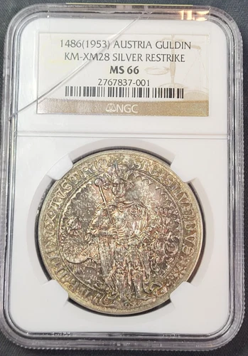 1486 (1953) Austria Guldin Silver Restrike Guldiner NGC MS 66 Cracked Slab
