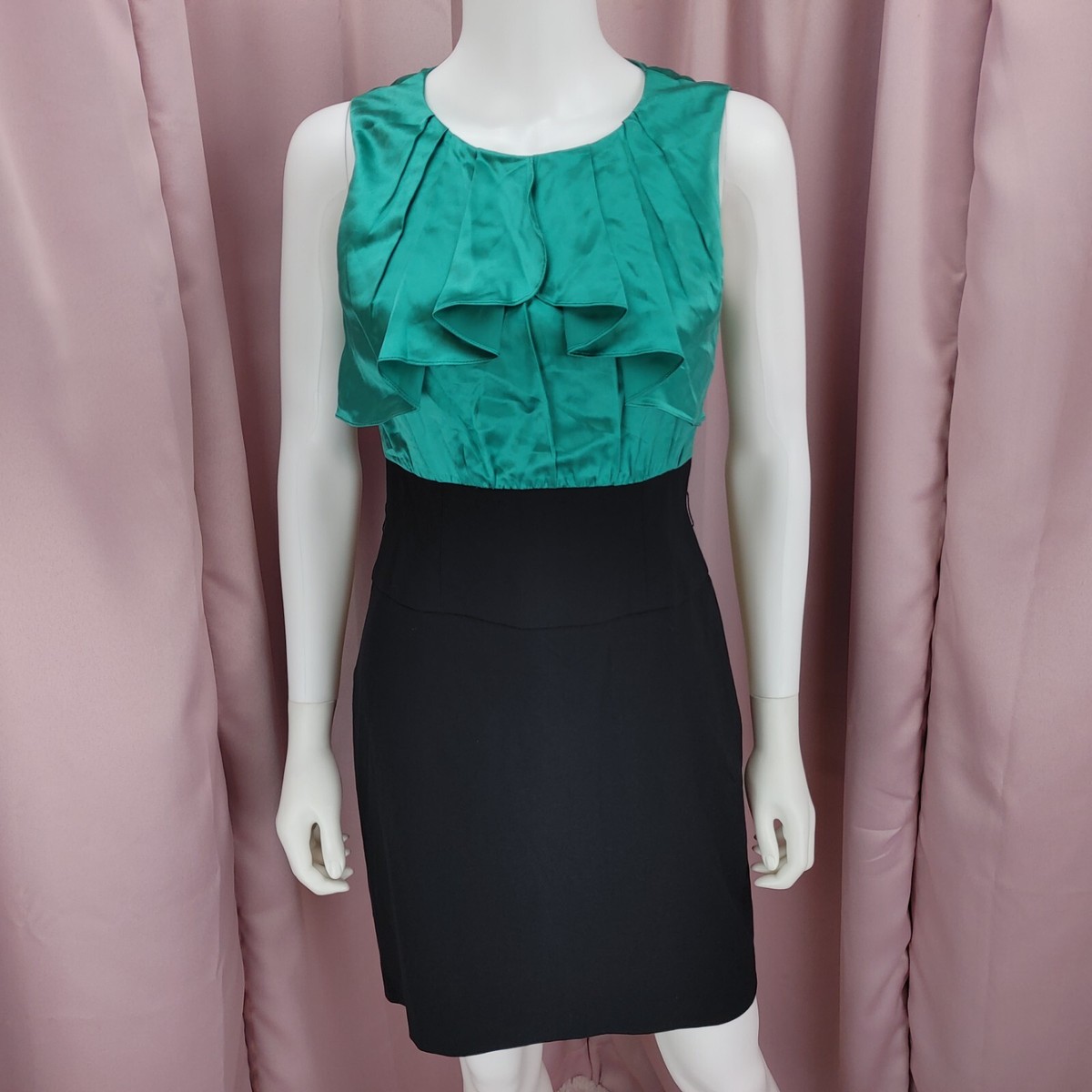 BCBGMaxazria Women's Green & Black Silk Ruffle Sleeveless Pencil Dress 2 | eBay BCBGMaxazria Women's Green & Black Silk Ruffle Sleeveless Pencil Dress 2 | eBay