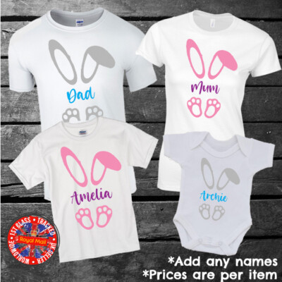 Osterhase personalisiert passendes Set T-Shirt Body Mama Papa Kinder Verwandte