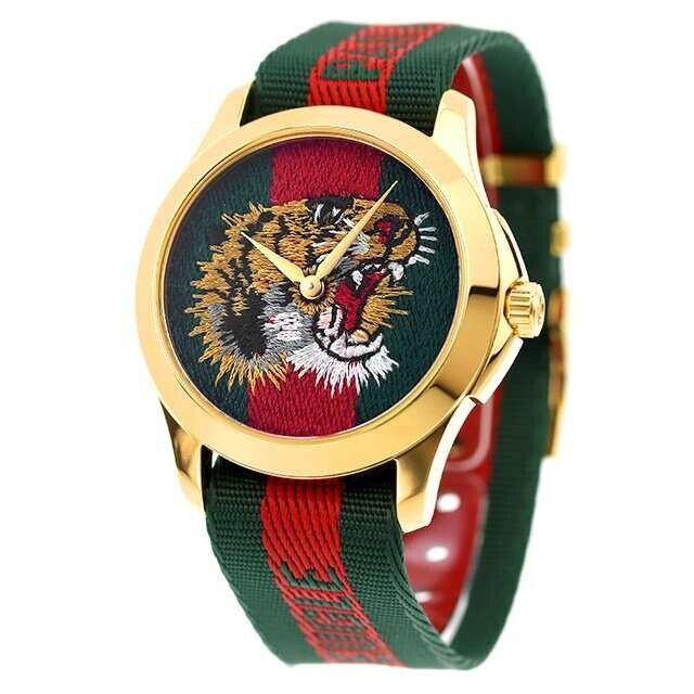 Gucci G-Timeless Men's Tiger Dial Two Tone Nylon Watch Gucci G-Timeless Men's Tiger Dial Two Tone Nylon Watch