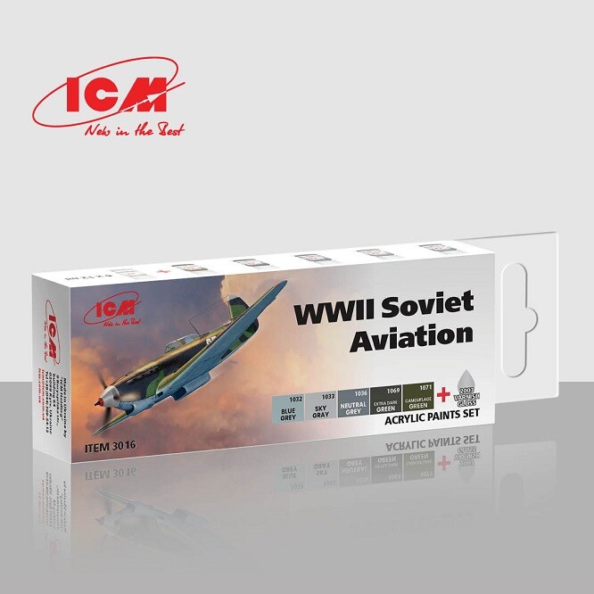 Icm 3016 - Acrylic Paint Set for WWII Soviet Aviation - New
