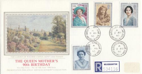 (109498) CLEARANCE Queen Mother 90th GB PPS FDC Queen Elizabeth Ave CDS 1990 - Picture 1 of 2