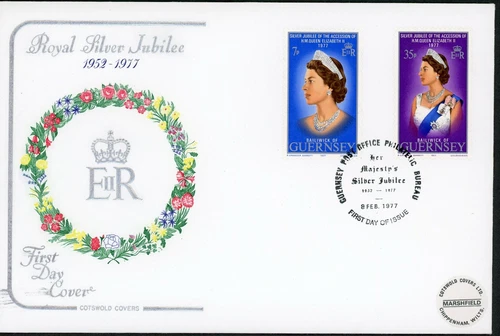 GB Guernsey Jersey fine used 44 diff plus Guernsey Silver Jubilee 1977 FDC