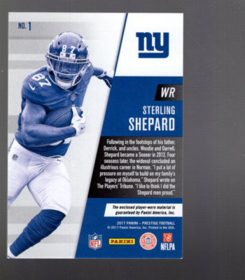 A0906- 2017 Prestige Alma Maters Jerseys #1 Sterling Shepard