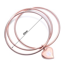 CUSTOM ENGRAVE Rose Gold Stainless Heart Charm Triple Bangle Medical Id Bracelet