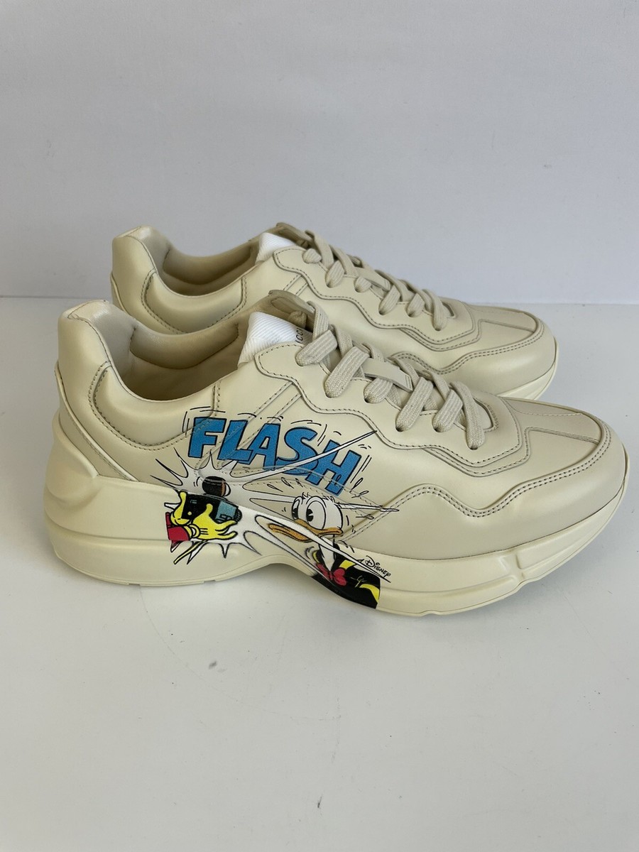 スニーカー X Disney Donald Duck Rhyton Leather Sneaker Size 8 G - Gucci Rhyton x Disney Donald Duck sneakers ivory