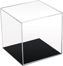 5x5x5 Inch Clear Acrylic Cube Display Box with Black Base for Figures Toys