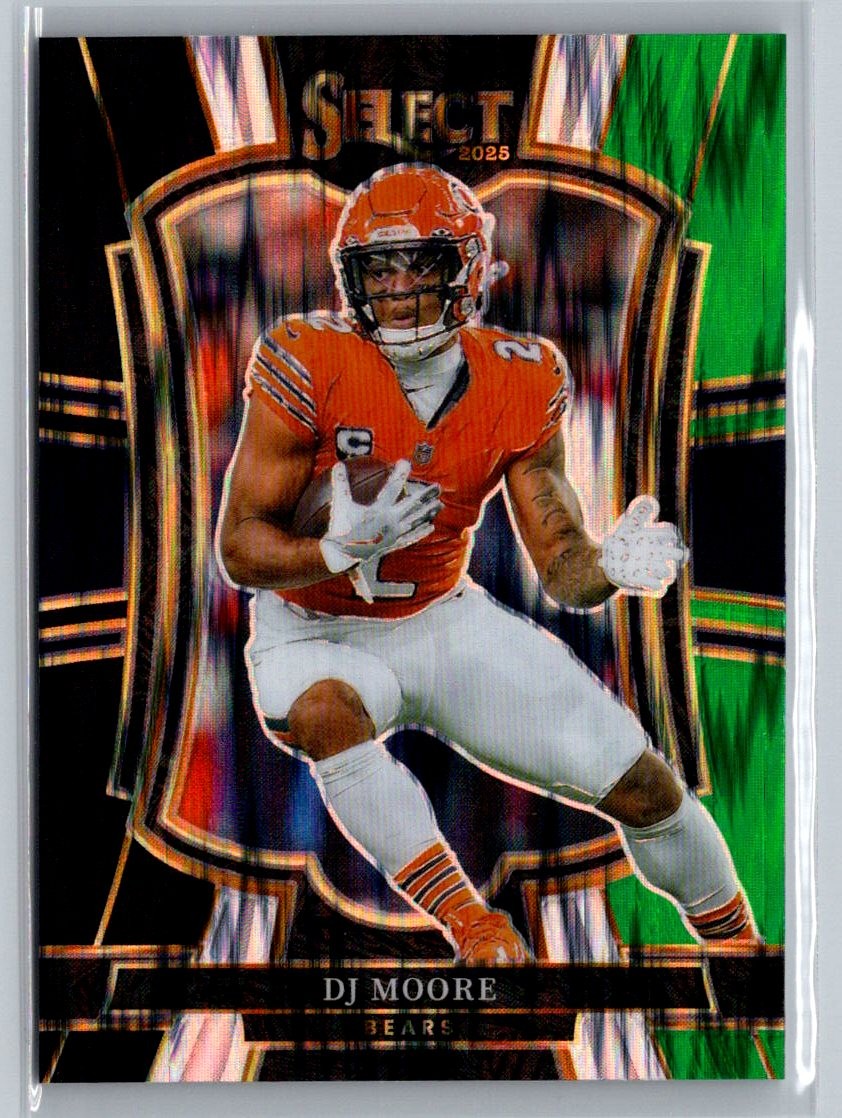 2025 Panini Select #173 DJ Moore Black and Green Prizm Shock