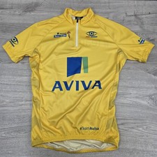 Team Aviva Herren Größe Large gelb Radshirt Trikot Oberteil Taschen Pro Vision