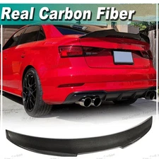 For AUDI A3 S3 RS3 Sedan 2014-20 Real Carbon Fiber Rear Trunk Spoiler Boot Wings