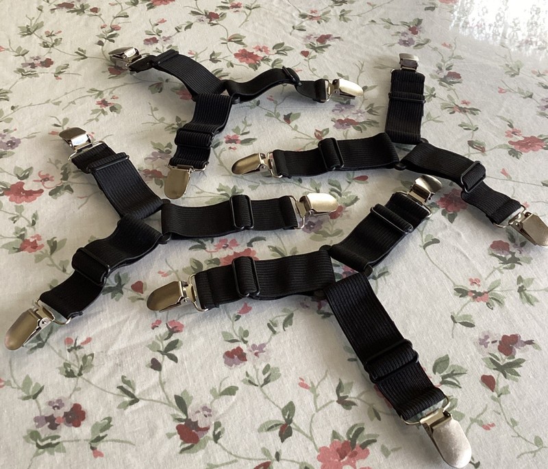 Set Of Four Sheet suspenders Adjustable Black