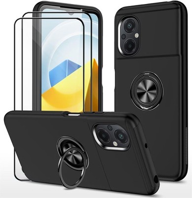 Handyhülle Schwarz Stoßfest Kratzfest mit Ringhalterung für Xiaomi Poco M5 6,58