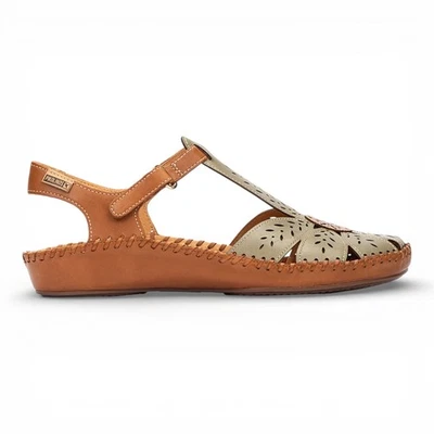 Sandales Semi-Ouvertes À Talon Épais Pikolinos P.Vallarta Femme Tan Vert - Photo 1/4