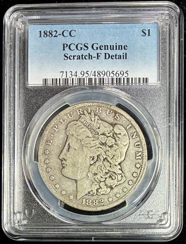 1882-CC Morgan Silver Dollar, PCGS Fine Details, Scratch