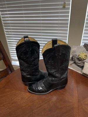 Vtg Men's Tony Lama VM 2998 Black Leather Cowboy Size 9 D Western Boots *read