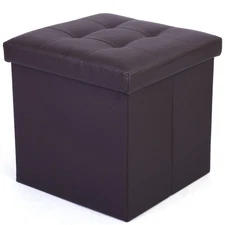 Storage Ottoman Cube, Brown Foot Stool Ottoman,13x12x12 inch Square Ottoman w...