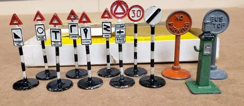 Vintage DINKY Toys No. 47 British Road Signs Set of 12 Made In England Mixed Set