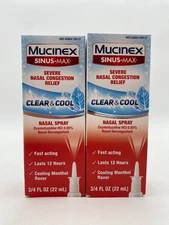 MUCINEX Sinus-Max Clear & Cool Nasal Spray 22ml - Lot of 2 EXP: 3/27