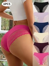 6 Pack Women Lace Panties High Waisted Briefs Hip Lifting Shaper Underwear Bikin
