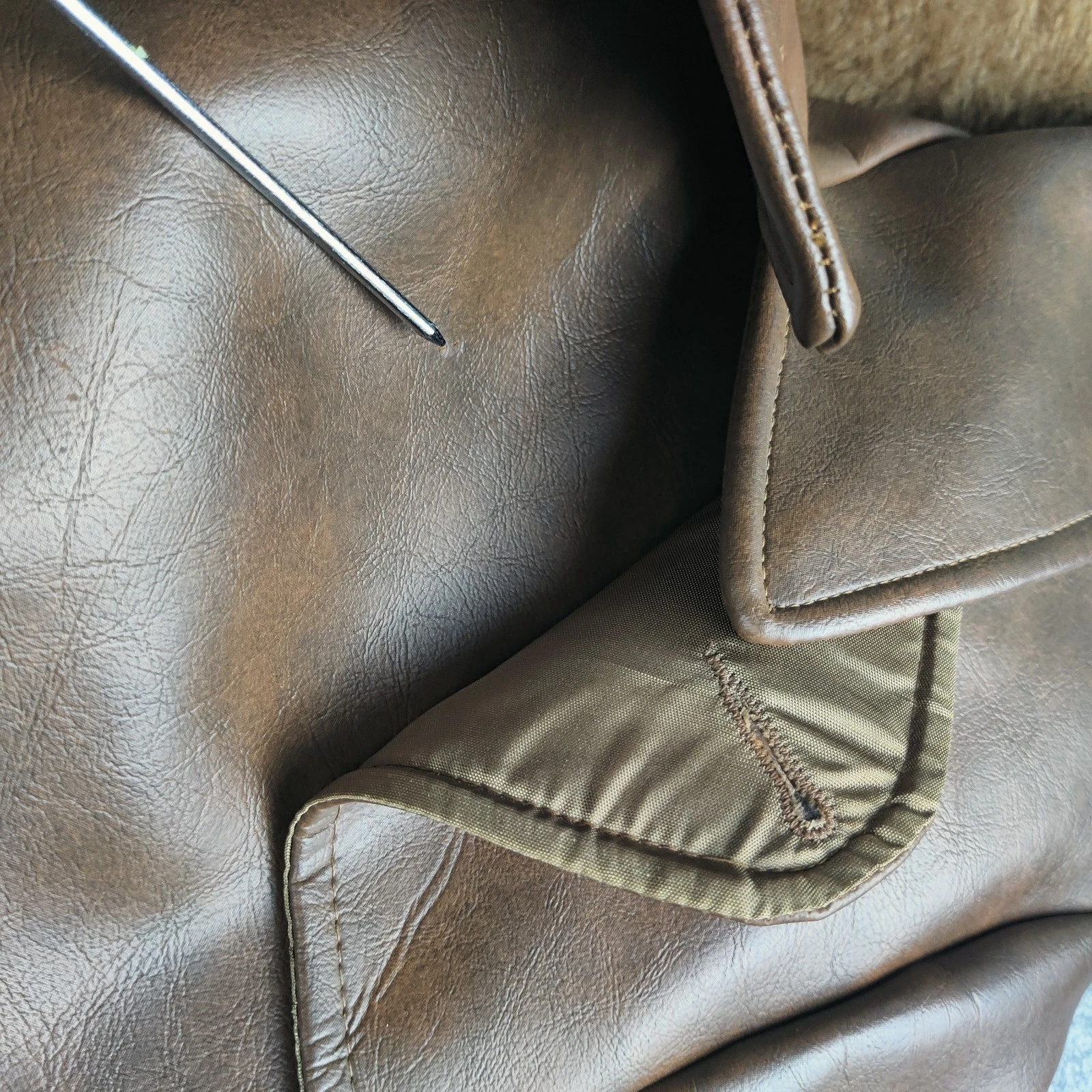 Vintage Le Sauvage Faux Leather Jacket  Men 40 Brown Disco Mob 70s Barnstormer image 14