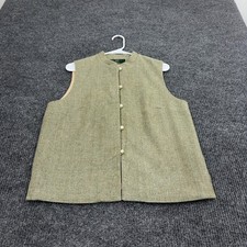 Vintage Orvis Vest Womens 10 Green Silk Basketweave Button Front Mock Neck