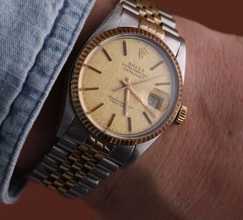 Rolex Datejust 36mm 16013 Linen Dial 2Tone Bi-metal Jubilee Bracelet 1982